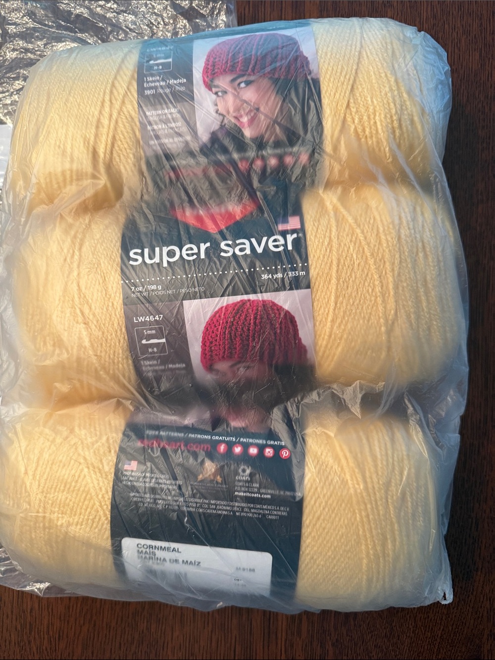 Lot 3 Red Heart 7 Oz Skeins Cornmeal Yarn Yellow Super Saver NEW Same Lot Sealed